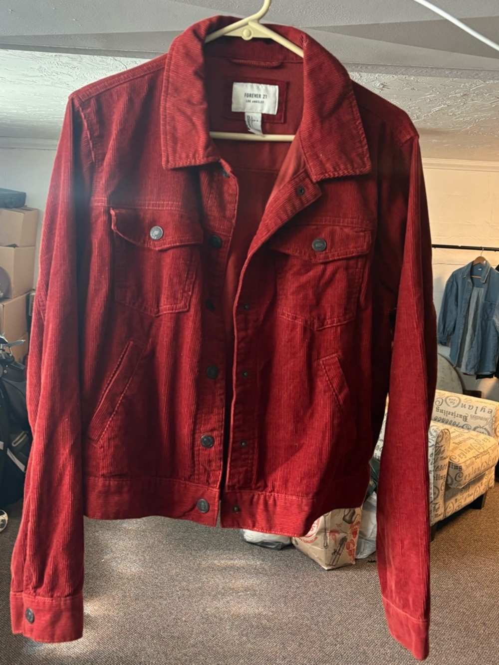 Forever 21 Red Corduroy Trucker Jacket